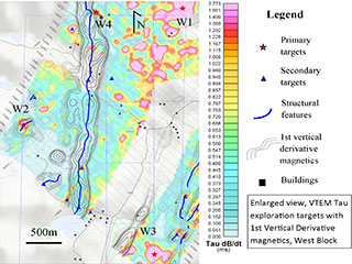 Enlarged view, VTEM Targets, West Block Enlarged view, VTEM Targets, West Block